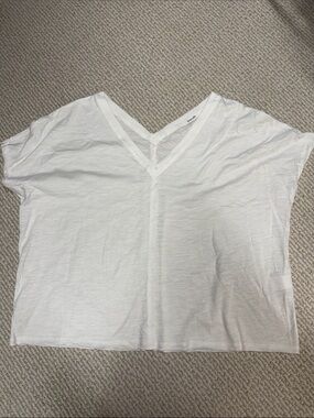 Amaryllis Lightweight White V-Neck Boxy Tee